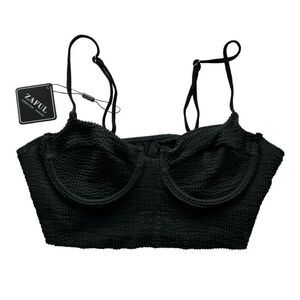 NWT Zaful Women’s Black Bustier Textured Crop Top XL
